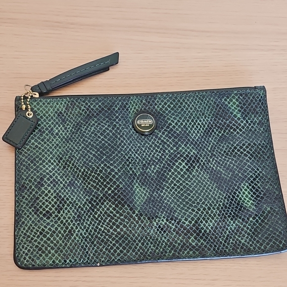 Coach Emerald Snakeskin Wristlet - Picture 1 of 6